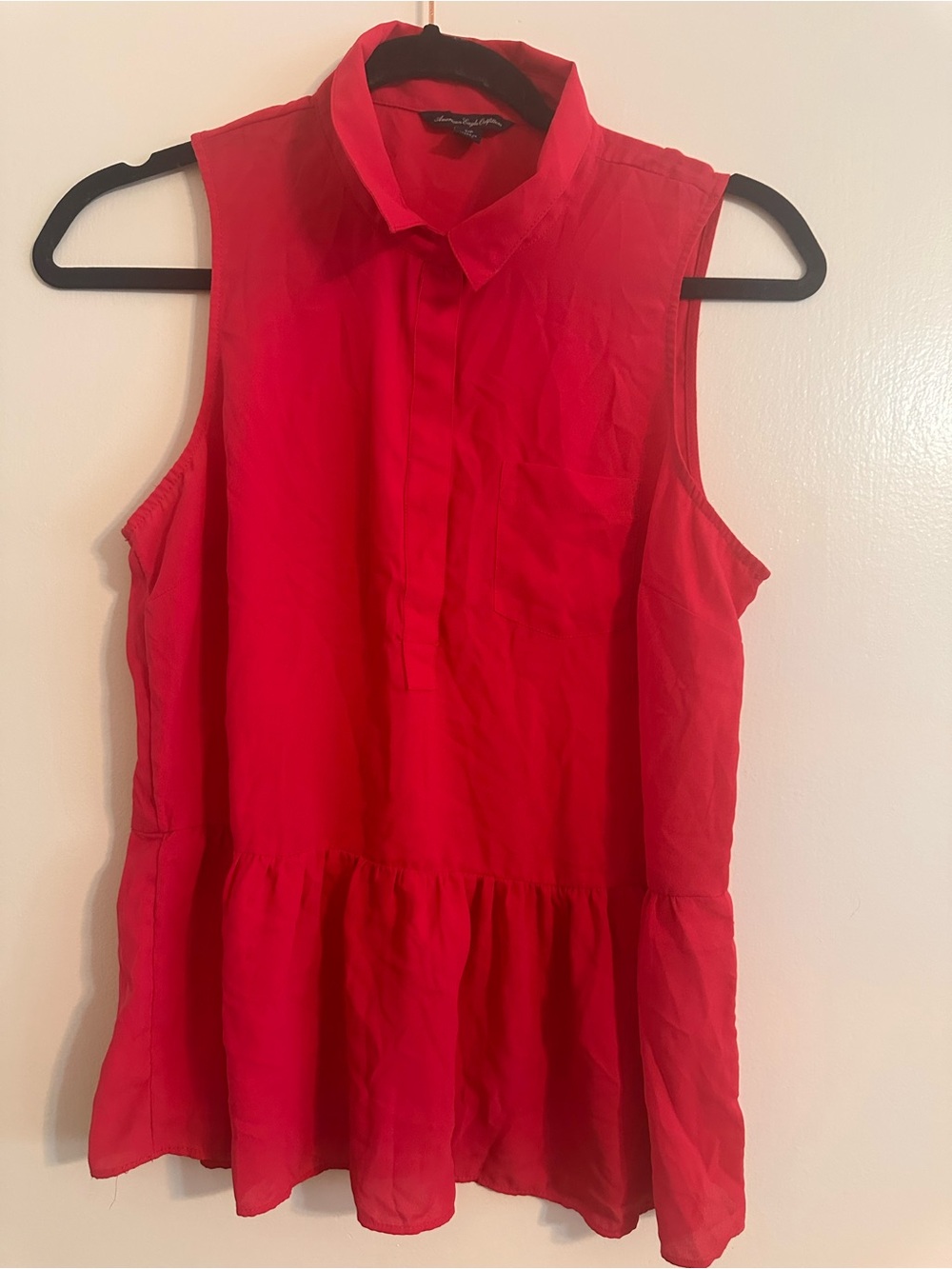 American Eagle Outfitters Red Sleeveless Peplum Camisole